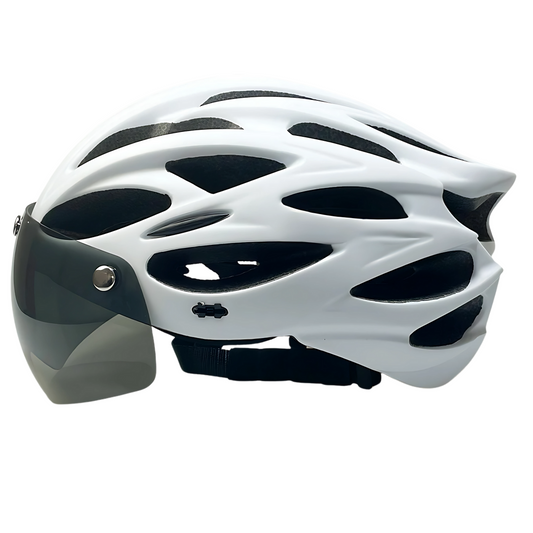 Cyclonix IT - Casco da bici con visiera rimovibile e LED – CycloGuard™ (bianco)