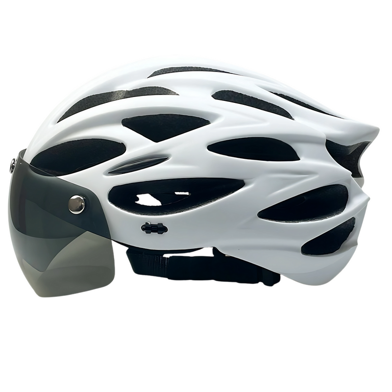 Cyclonix IT - Casco da bici con visiera rimovibile e LED – CycloGuard™ (bianco)