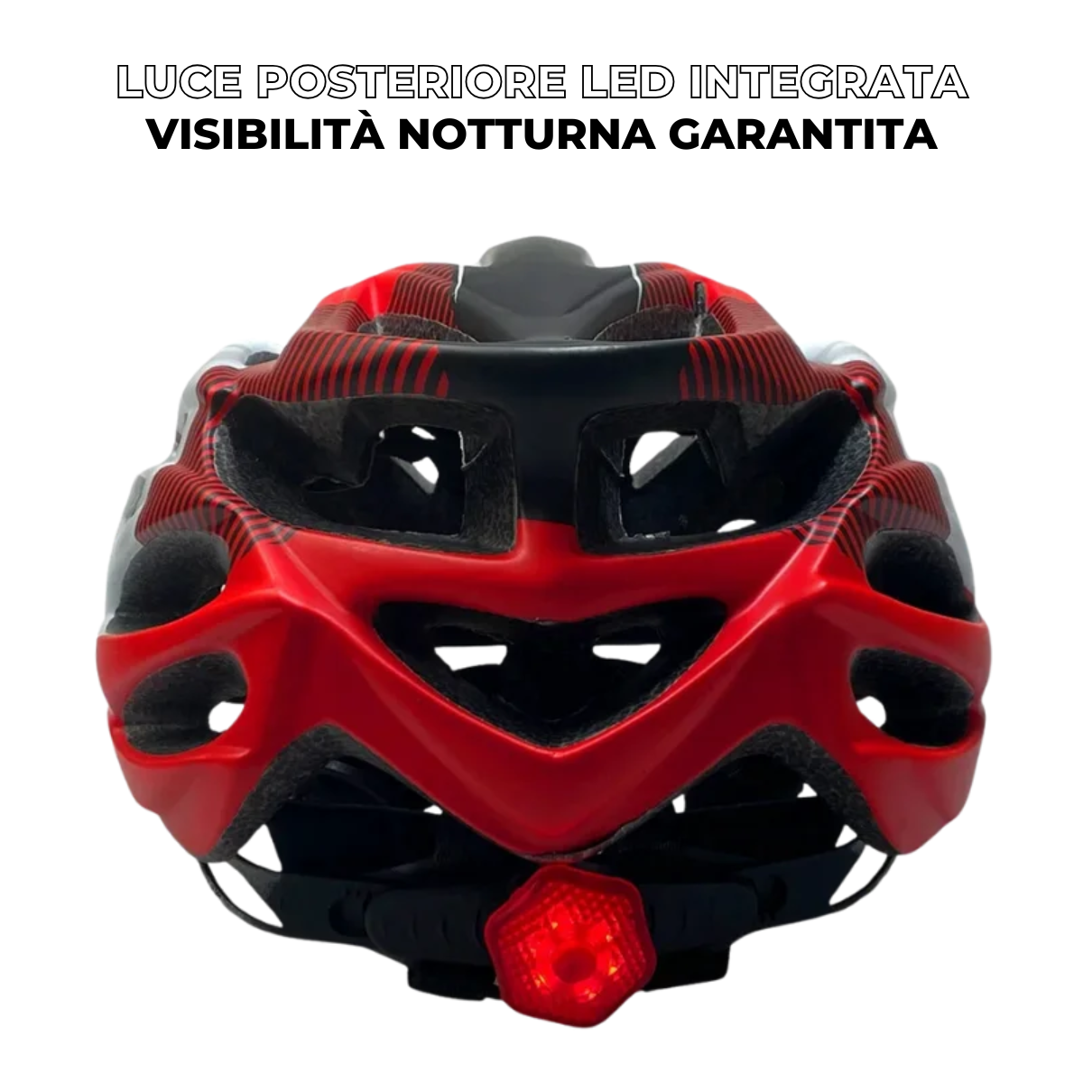 Cyclonix IT - Casco da bici con visiera rimovibile e LED – CycloGuard™ (rosso)