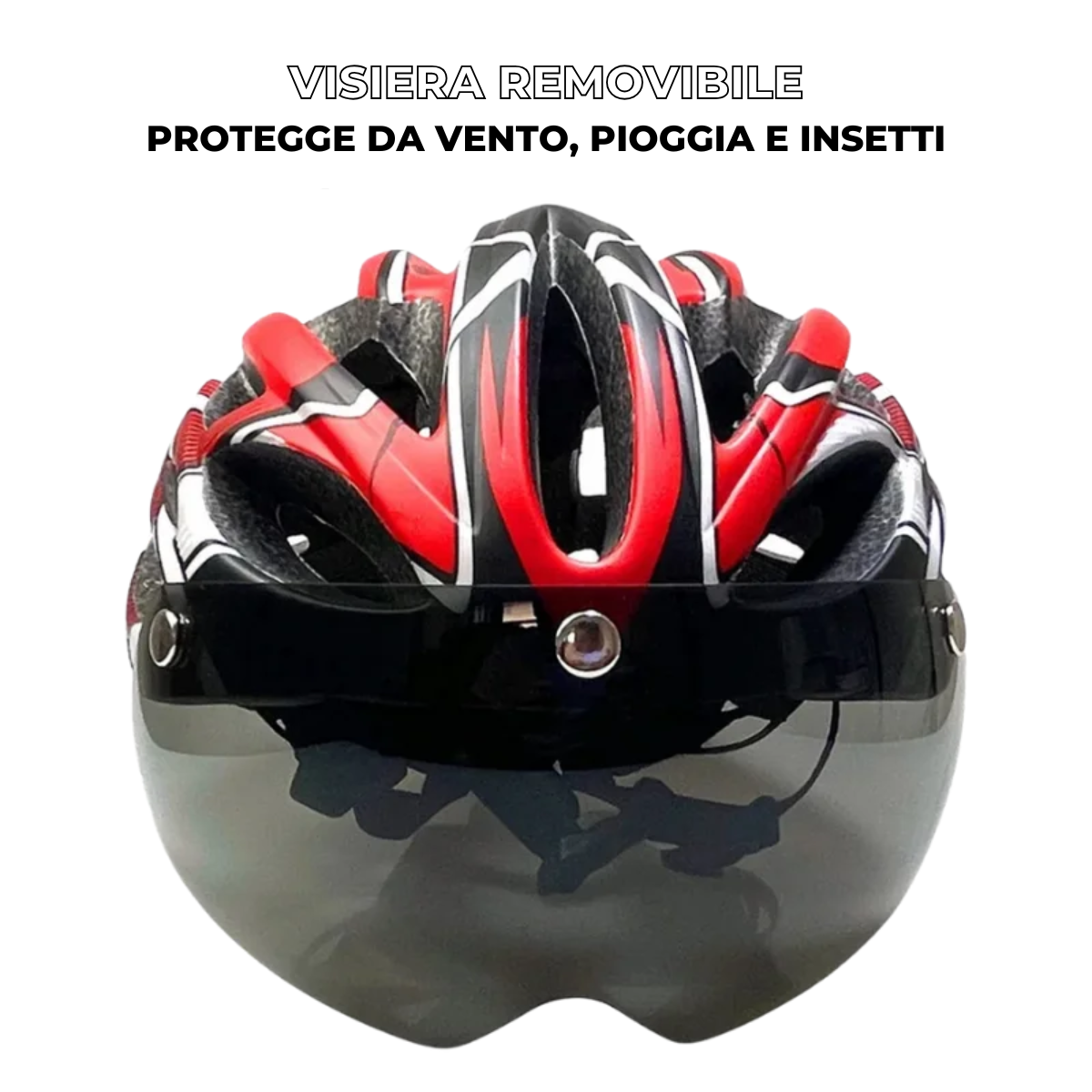 Cyclonix IT - Casco da bici con visiera rimovibile e LED – CycloGuard™ (rosso)