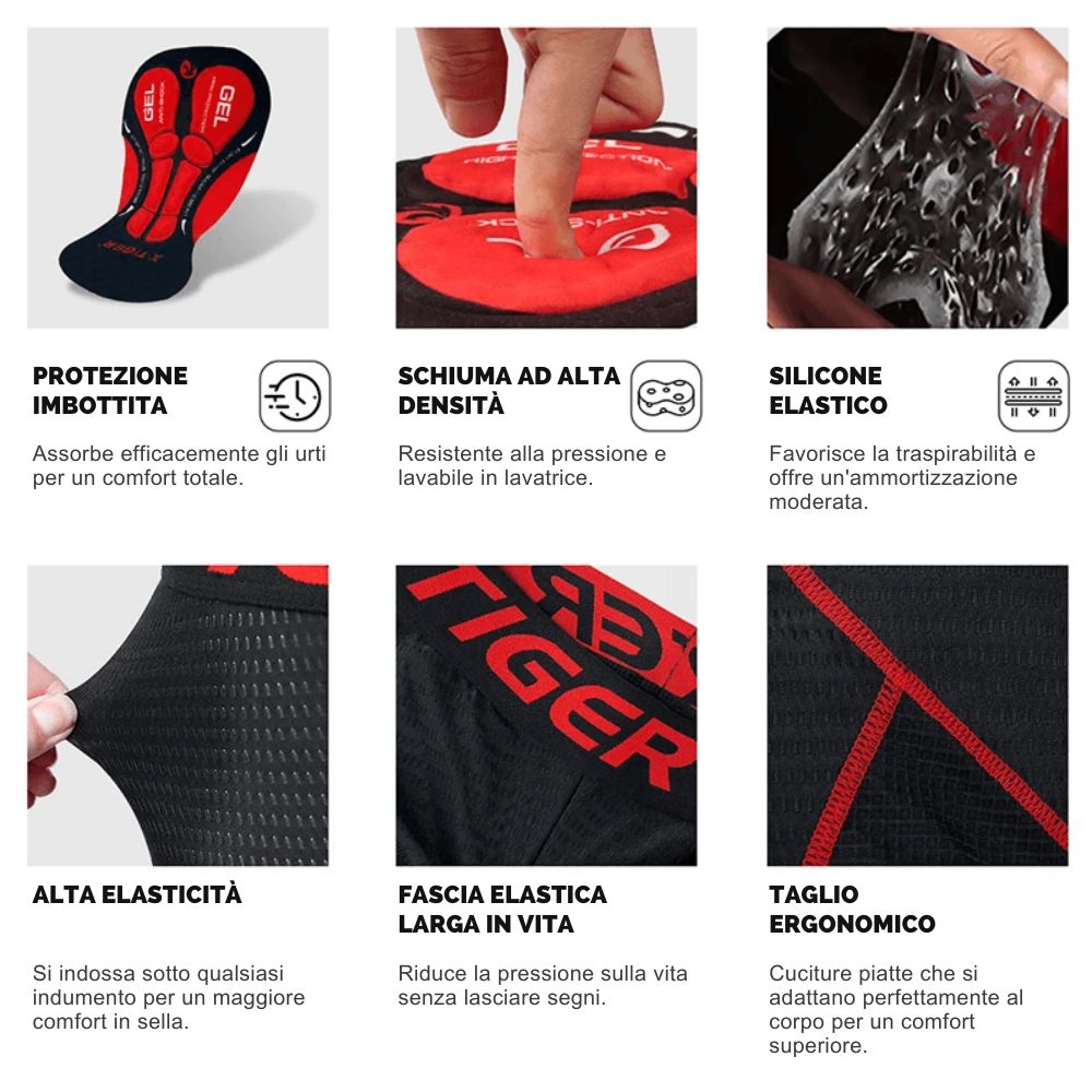 Cyclonix IT - Intimo da ciclismo con imbottitura in gel 5D – VeloShield™
